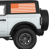 ORANGE AND WHITE AMERICAN FLAG QUARTER WINDOW DECAL FITS 2021+ FORD BRONCO 2 DOOR HARD TOP