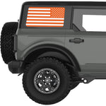 ORANGE AND WHITE AMERICAN FLAG QUARTER WINDOW DECAL FITS 2021+ FORD BRONCO 4 DOOR HARD TOP