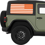 ORANGE AND WHITE AMERICAN FLAG QUARTER WINDOW DECAL FITS 2011-2018 JEEP WRANGLER 2 DOOR HARD TOP JK