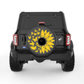 ORANGE BUTTERFLY SUNFLOWER BLACK CARBON FIBER TIRE COVER