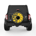 ORANGE BUTTERFLY SUNFLOWER BLACK TIRE COVER