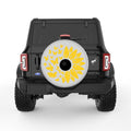 ORANGE BUTTERFLY SUNFLOWER SILVER CARBON FIBER TIRE COVER