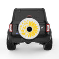 ORANGE BUTTERFLY SUNFLOWER PEARL  WHITE CARBON FIBER TIRE COVER