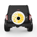ORANGE BUTTERFLY SUNFLOWER WHITE TIRE COVER