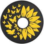 ORANGE BUTTERFLY SUNFLOWER BLACK TIRE COVER