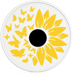 ORANGE BUTTERFLY SUNFLOWER PEARL  WHITE CARBON FIBER TIRE COVER