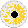 ORANGE BUTTERFLY SUNFLOWER WHITE TIRE COVER