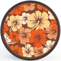 ORANGE HIBISCUS FLOWERS PEARL  WHITE CARBON FIBER TIRE COVER