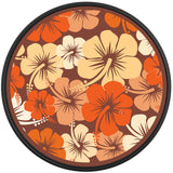 ORANGE HIBISCUS FLOWERS BLACK TIRE COVER