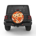 ORANGE HIBISCUS FLOWERS PEARL  WHITE CARBON FIBER TIRE COVER