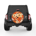 ORANGE HIBISCUS FLOWERS BLACK CARBON FIBER TIRE COVER