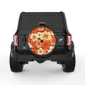 ORANGE HIBISCUS FLOWERS BLACK TIRE COVER