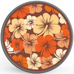 ORANGE HIBISCUS FLOWERS SILVER CARBON FIBER TIRE COVER