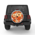 ORANGE HIBISCUS FLOWERS WHITE TIRE COVER