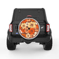 ORANGE HIBISCUS FLOWERS SILVER CARBON FIBER TIRE COVER