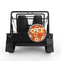 ORANGE HIBISCUS FLOWERS SILVER CARBON FIBER TIRE COVER FOR MOKE