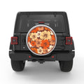 ORANGE HIBISCUS FLOWERS BLACK TIRE COVER