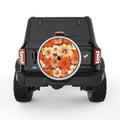 ORANGE HIBISCUS FLOWERS PEARL  WHITE CARBON FIBER TIRE COVER
