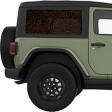 ORANGE TOPOGRAPHIC MAP QUARTER WINDOW DECAL FITS 2011-2018 JEEP WRANGLER 2 DOOR HARD TOP JK