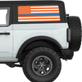ORANGE WHITE WITH BLUE LINE AMERICAN FLAG QUARTER WINDOW DECAL FITS 2021+ FORD BRONCO 2 DOOR HARD TOP
