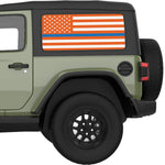 ORANGE WHITE WITH BLUE LINE AMERICAN FLAG QUARTER WINDOW DECAL FITS 2018+ JEEP WRANGLER 2 DOOR HARD TOP JL