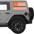 ORANGE WHITE WITH BLUE LINE AMERICAN FLAG QUARTER WINDOW DECAL FITS 2018+ JEEP WRANGLER 4 DOOR HARD TOP JLU