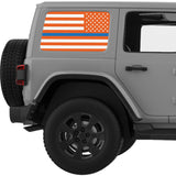 ORANGE WHITE WITH BLUE LINE AMERICAN FLAG QUARTER WINDOW DECAL FITS 2011-2018 JEEP WRANGLER 4 DOOR HARD TOP JKU