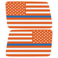 ORANGE WHITE WITH BLUE LINE AMERICAN FLAG QUARTER WINDOW DRIVER & PASSENGER DECALS