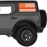 ORANGE WHITE WITH RED LINE AMERICAN FLAG QUARTER WINDOW DECAL FITS 2021+ FORD BRONCO 4 DOOR HARD TOP