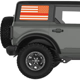 ORANGE WHITE WITH RED LINE AMERICAN FLAG QUARTER WINDOW DECAL FITS 2021+ FORD BRONCO 4 DOOR HARD TOP