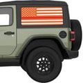 ORANGE WHITE WITH RED LINE AMERICAN FLAG QUARTER WINDOW DECAL FITS 2018+ JEEP WRANGLER 2 DOOR HARD TOP JL