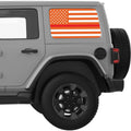 ORANGE WHITE WITH RED LINE AMERICAN FLAG QUARTER WINDOW DECAL FITS 2018+ JEEP WRANGLER 4 DOOR HARD TOP JLU