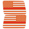 ORANGE WHITE WITH RED LINE AMERICAN FLAG QUARTER WINDOW DRIVER & PASSENGER DECALS