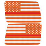 ORANGE WHITE WITH RED LINE AMERICAN FLAG QUARTER WINDOW DRIVER & PASSENGER DECALS