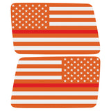 ORANGE WHITE WITH RED LINE AMERICAN FLAG QUARTER WINDOW DRIVER & PASSENGER DECALS