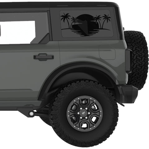 PALMS SUNSET QUARTER WINDOW DECAL FITS 2021+ FORD BRONCO 4 DOOR HARD TOP