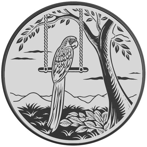 PARROT ON A SWING BLACK CARBON FIBER TIRE COVER