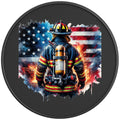 PATRIOTIC FIREFIGHTER BLACK CARBON FIBER TIRE COVER