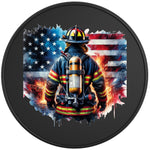 PATRIOTIC FIREFIGHTER BLACK TIRE COVER