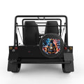 PATRIOTIC FIREFIGHTER BLACK CARBON FIBER TIRE COVER FOR MOKE