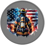 PATRIOTIC FIREFIGHTER SILVER CARBON FIBER TIRE COVER