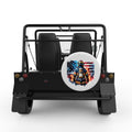 PATRIOTIC FIREFIGHTER WHITE CARBON FIBER TIRE COVER FOR MOKE
