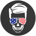 PATRIOTIC GUY SKULL BLACK CARBON FIBER TIRE COVER
