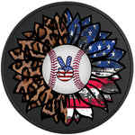 PATRIOTIC LEOPARD BASEBALL SUNFLOWER BLACK TIRE COVER