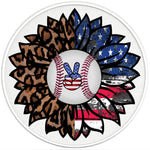 PATRIOTIC LEOPARD BASEBALL SUNFLOWER PEARL  WHITE CARBON FIBER TIRE COVER