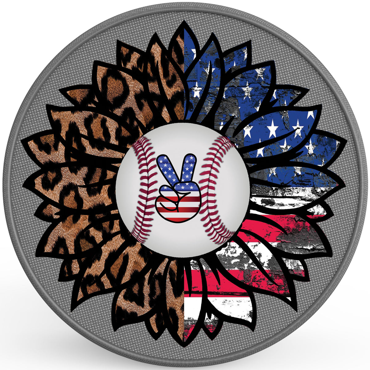 Patriotic Leopard Baseball Sunflower Tire Cover For Ford Bronco| Four ...
