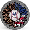 PATRIOTIC LEOPARD BASEBALL SUNFLOWER SILVER CARBON FIBER TIRE COVER
