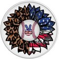 PATRIOTIC LEOPARD BASEBALL SUNFLOWER WHITE TIRE COVER