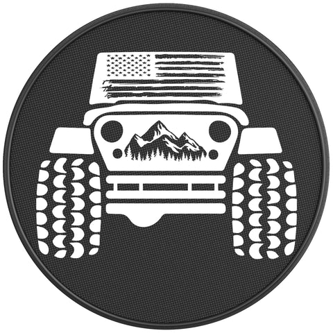 PATRIOTIC OFFROAD JEEP PEARL  WHITE CARBON FIBER TIRE COVER