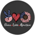 PATRIOTIC PEACE LOVE AMERICA PEARL  WHITE CARBON FIBER TIRE COVER